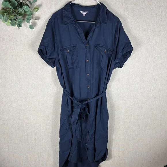 Teddi Rose > Navy Button-Up Tencel Shirt Dress XXL - Picture 2 of 8